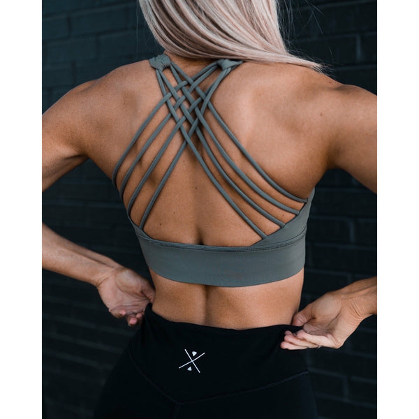 icyzone Padded Strappy Sports Bra Yoga Tops Activewear Workout
